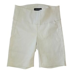 $450 LAMARQUE Dari Leather Biker Shorts Ivory Size 2